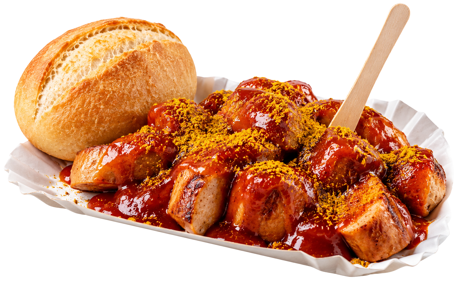 Currywurst mit Brötchen